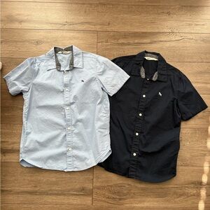 2 H&M Boys short sleeve button down. Blue. Size 10